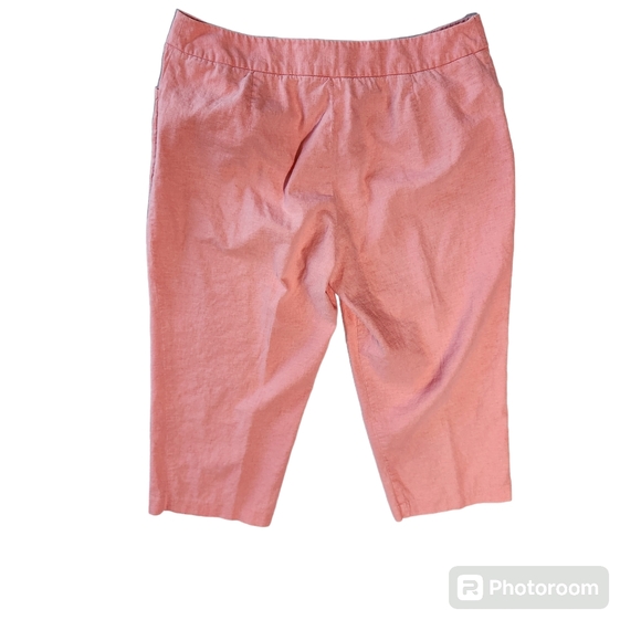 Pierre Cardin Women's Coral Linen & Rayon Blend Pocketed Capri Pants Size 16 - Picture 7 of 11